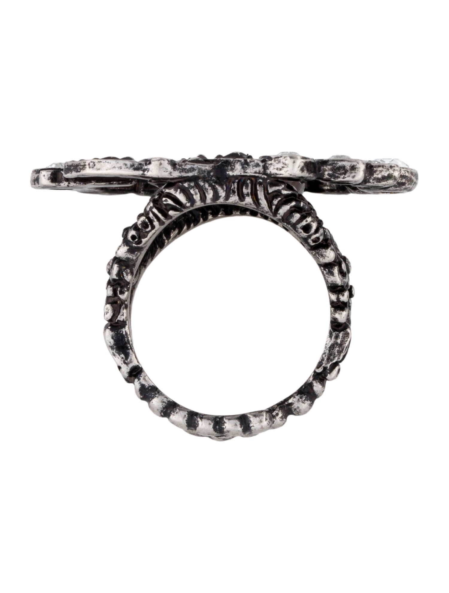 Gucci Crystal Double G Cocktail Ring